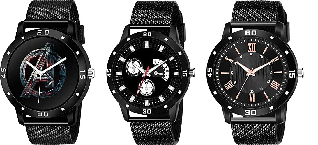Evax Mens Branded Premium Black Watches Combo (B09RHCJ3K8) Amazon Price History, Amazon Price Tracker
