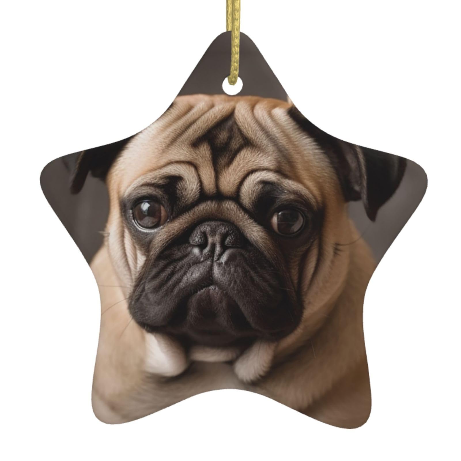 Fodpand Women's White Animal Pug Dog Christmas Ornaments 2025, Gift Exchange For Men, Collectible Ceramic Ornament Star Hanging Ornaments For Christmas Tree Decoration