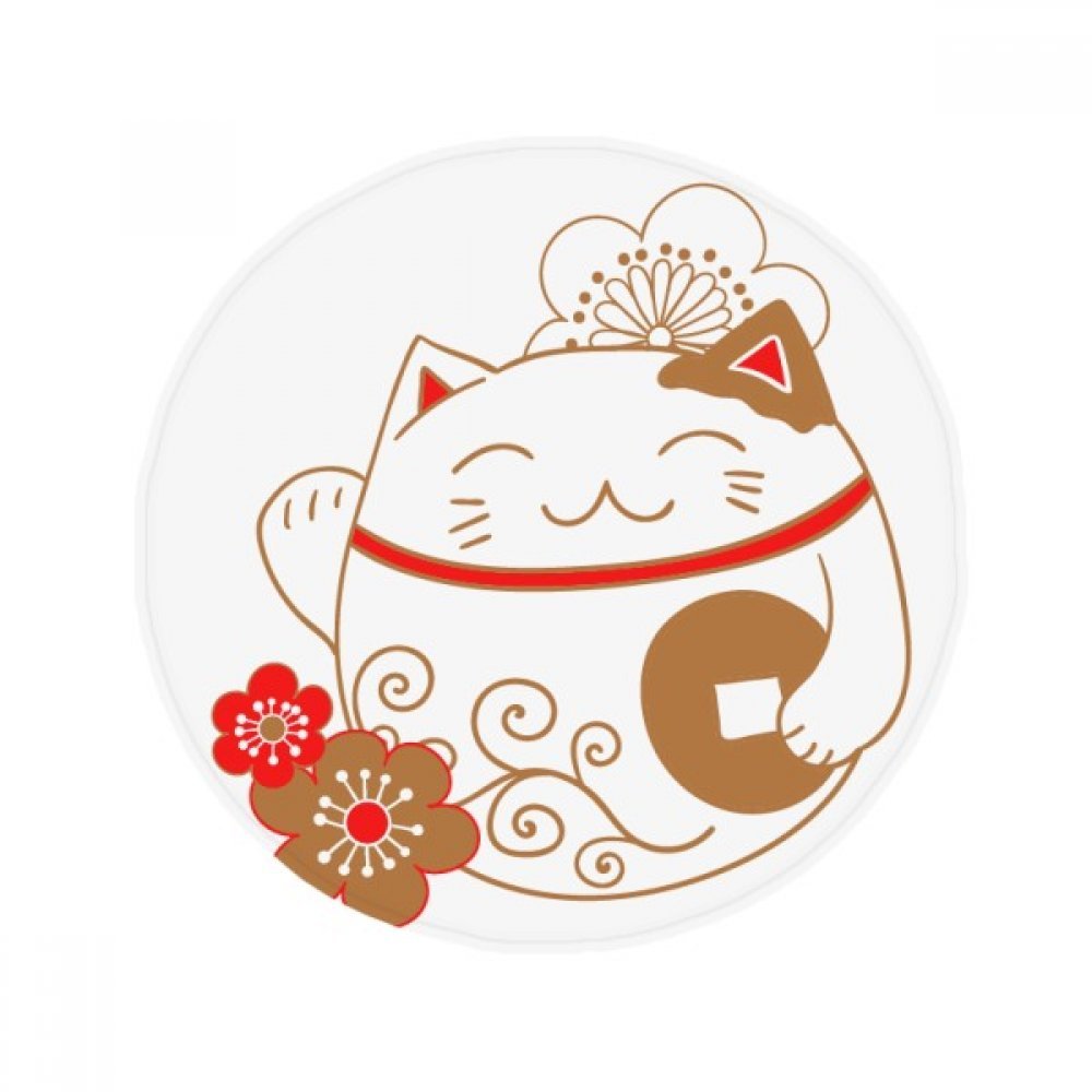 Tapis rond Fortune Cat Japonais 50cm anti-dérapant pour sol de salon et cuisine multicolore