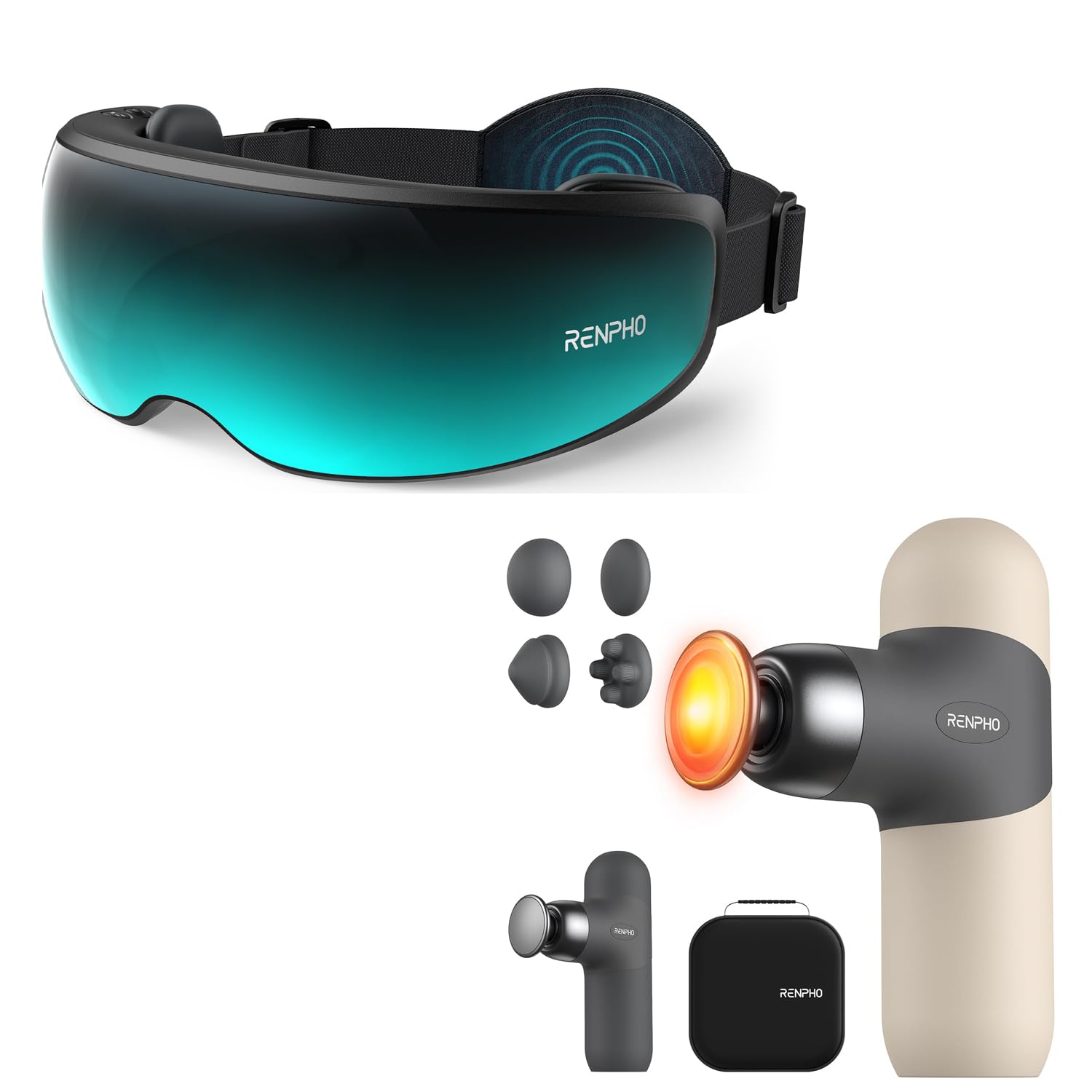 RENPHO Mini Thermal Massage Gun with Heat Eye Massager with Mist Temple Massage