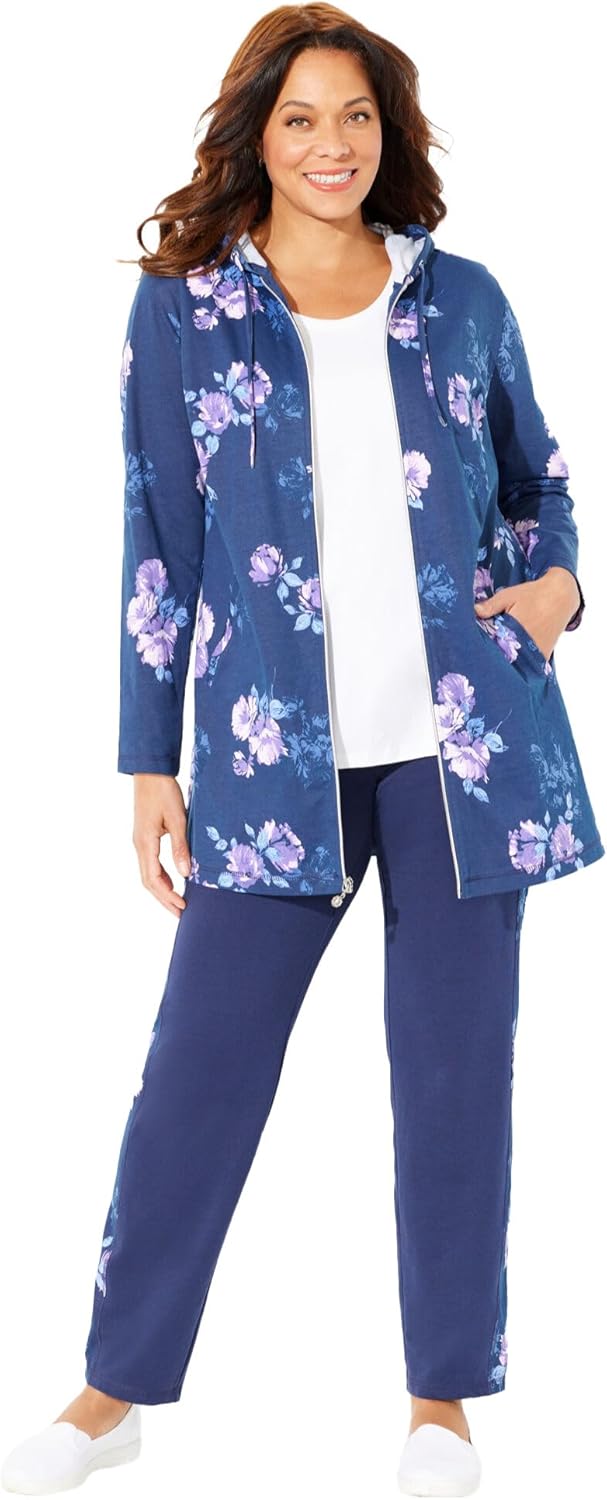 Catherines Women's Plus Size Cloud Knit French Terry Zip-Front Hoodie