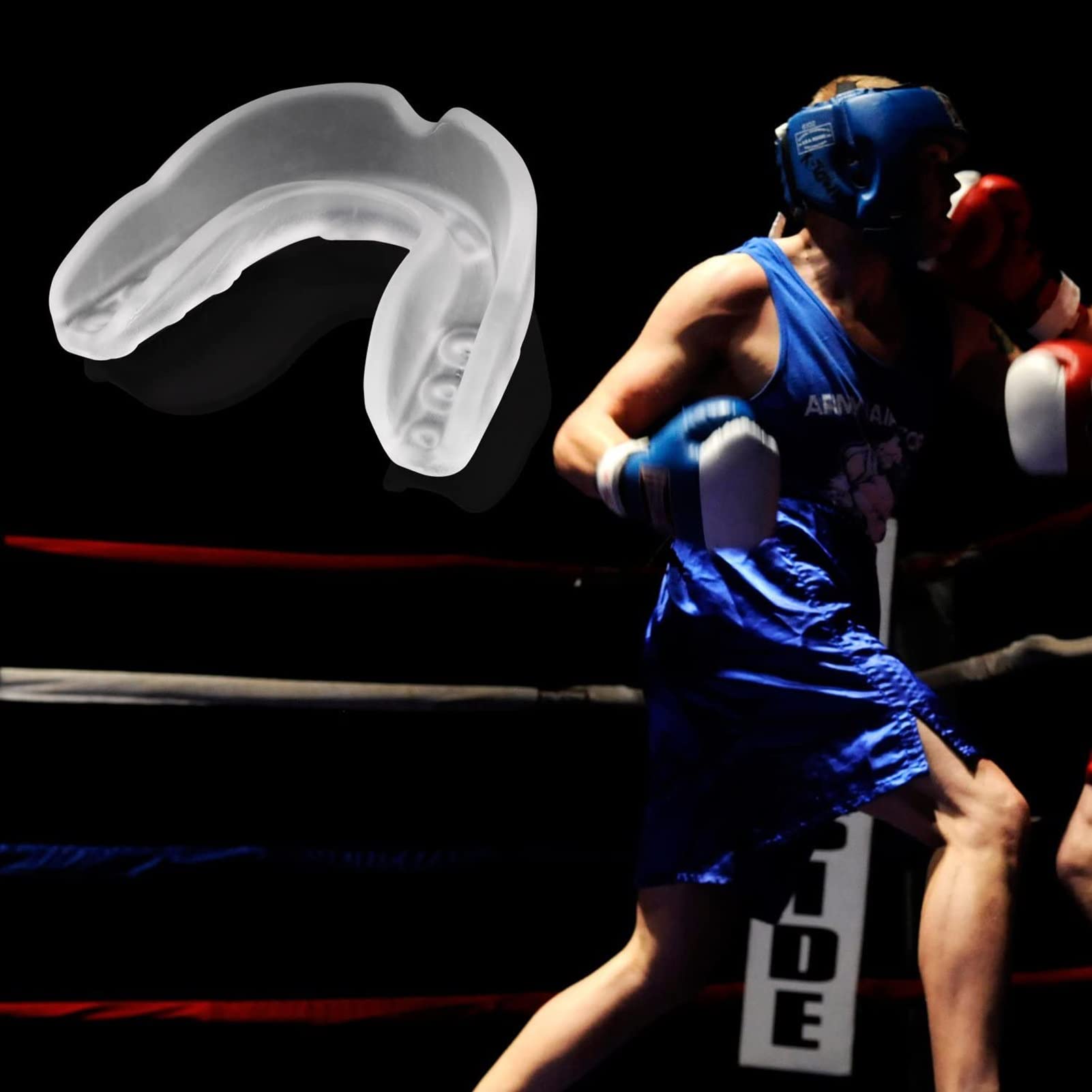 Protège-dents Boxe, Protège-dents de Sport pour Bretelles Sparring Protège-dents, Basket-ball, Football, Qualité Premium Aucune Ébullition Requise pour Les Jeunes, Les Adolescents, 2 Pièces