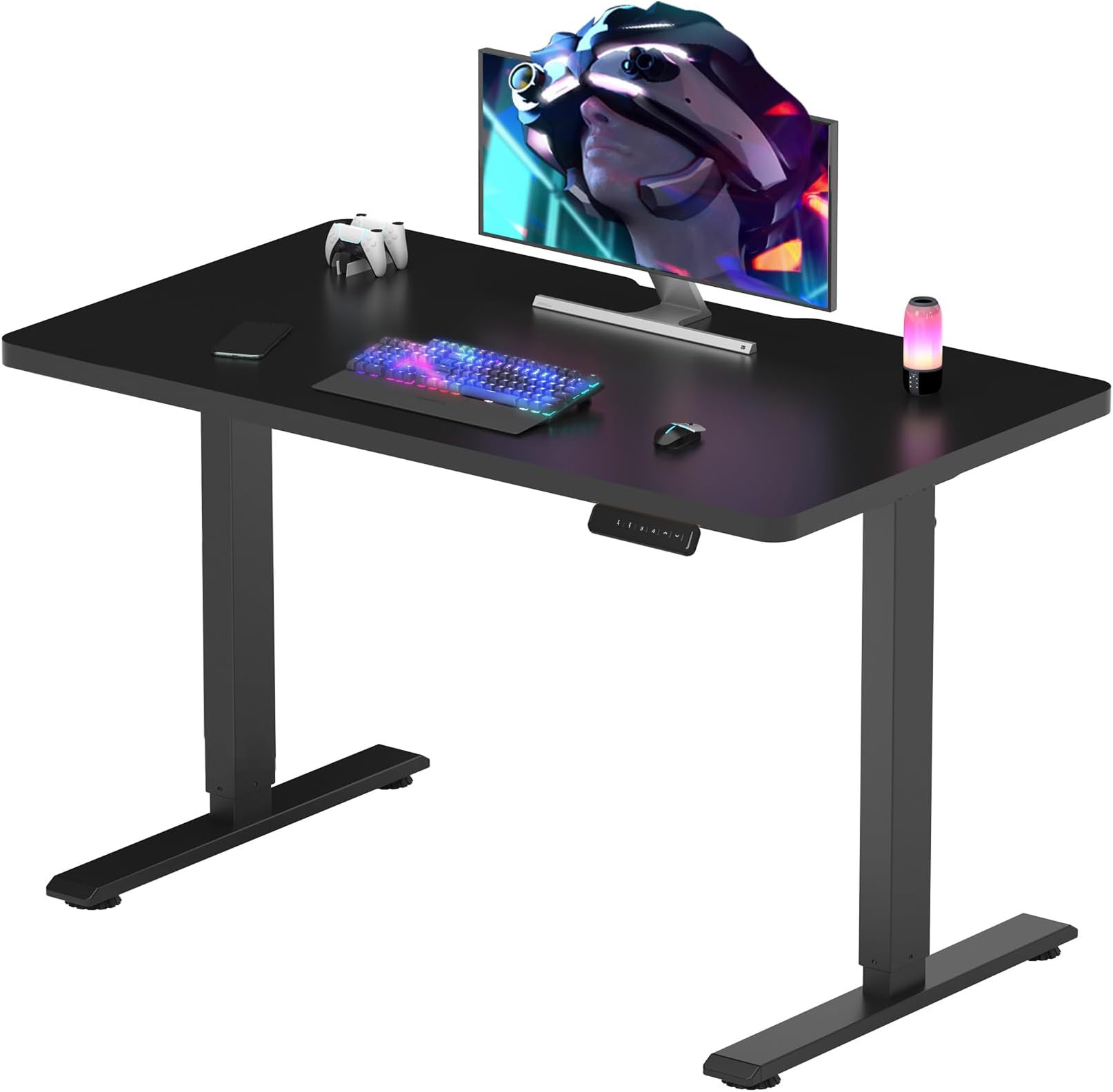 – FLEXISPOT ONE PIECE Electric Standing Desk, Sit Stand Table Height Adjustable Desk with Memory Smart Pannel for Home Office, 100 x 60 cm Black