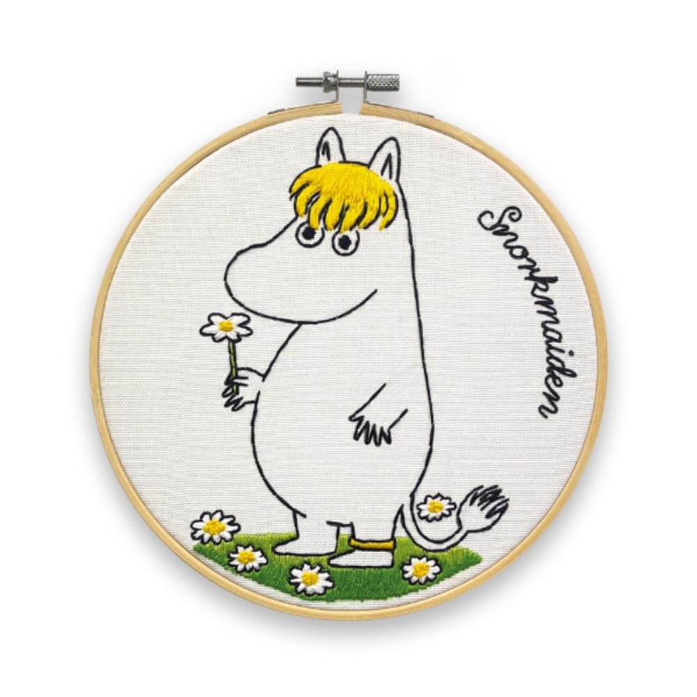 The Crafty Kit White Company Moomin Embroidery Craft Kit - Snorkmaiden Daisy Picking Embroidery Craft Kit For Beginners With Hoop, Needle, Thread And Instructions