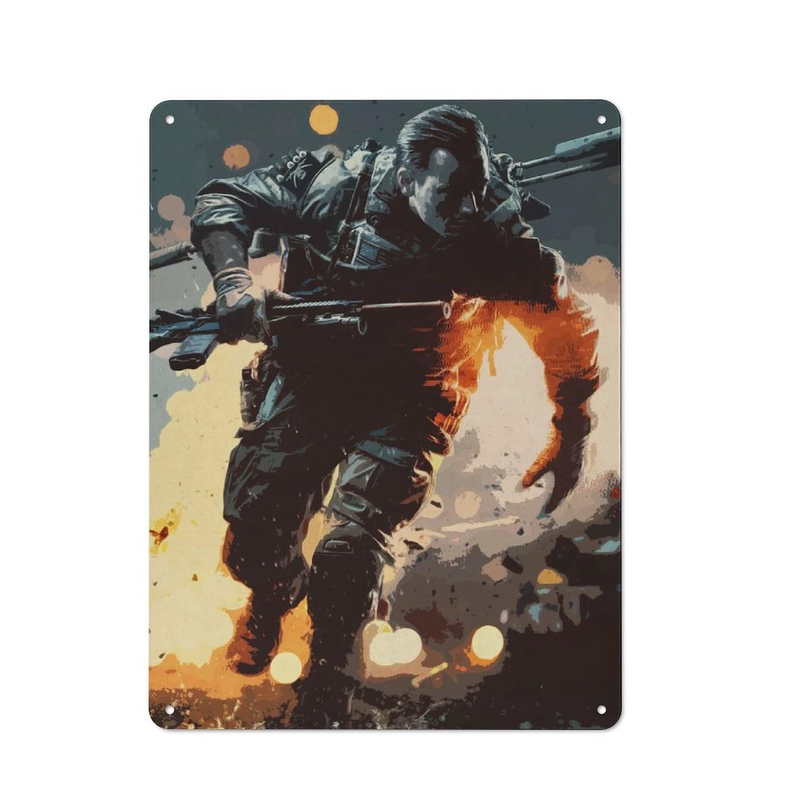 Nostalgic Decorative Tin Sign 40x30cm Featuring Battlefield, Old Style Wall Plaque for Kitchen, Hallway, Bar Or Small Cafe