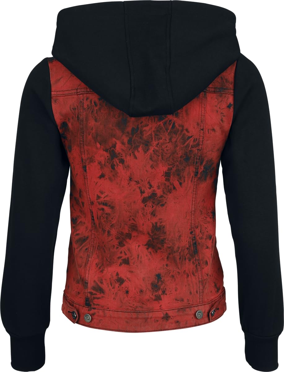 RED by EMP Damen rote Jacke mit Sweat-Ärmeln und Kapuze L