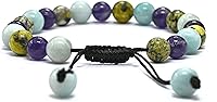 Vista 4 de Pulsera de Amazing Gemstone para dolores de cabeza y migrañas - Juego de pulsera de Yaxaita, serpentina y amatista para hombres y mujeres, Ansiedad