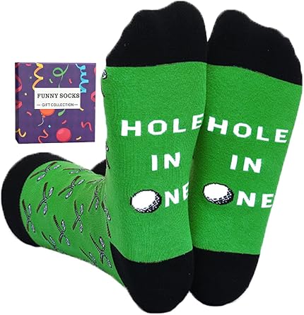 Funny Golf Socks Novelty Crew Socks for Men Sports Birthday Gifts Fishing