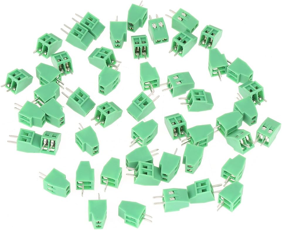 Terminal Block Connectors, Electrical Terminal Blocks, 50Pcs/set 2 Pin 2.54mm Plug-in PCB Terminal Blocks, Screw Terminal Block Connector for PCB Arduino