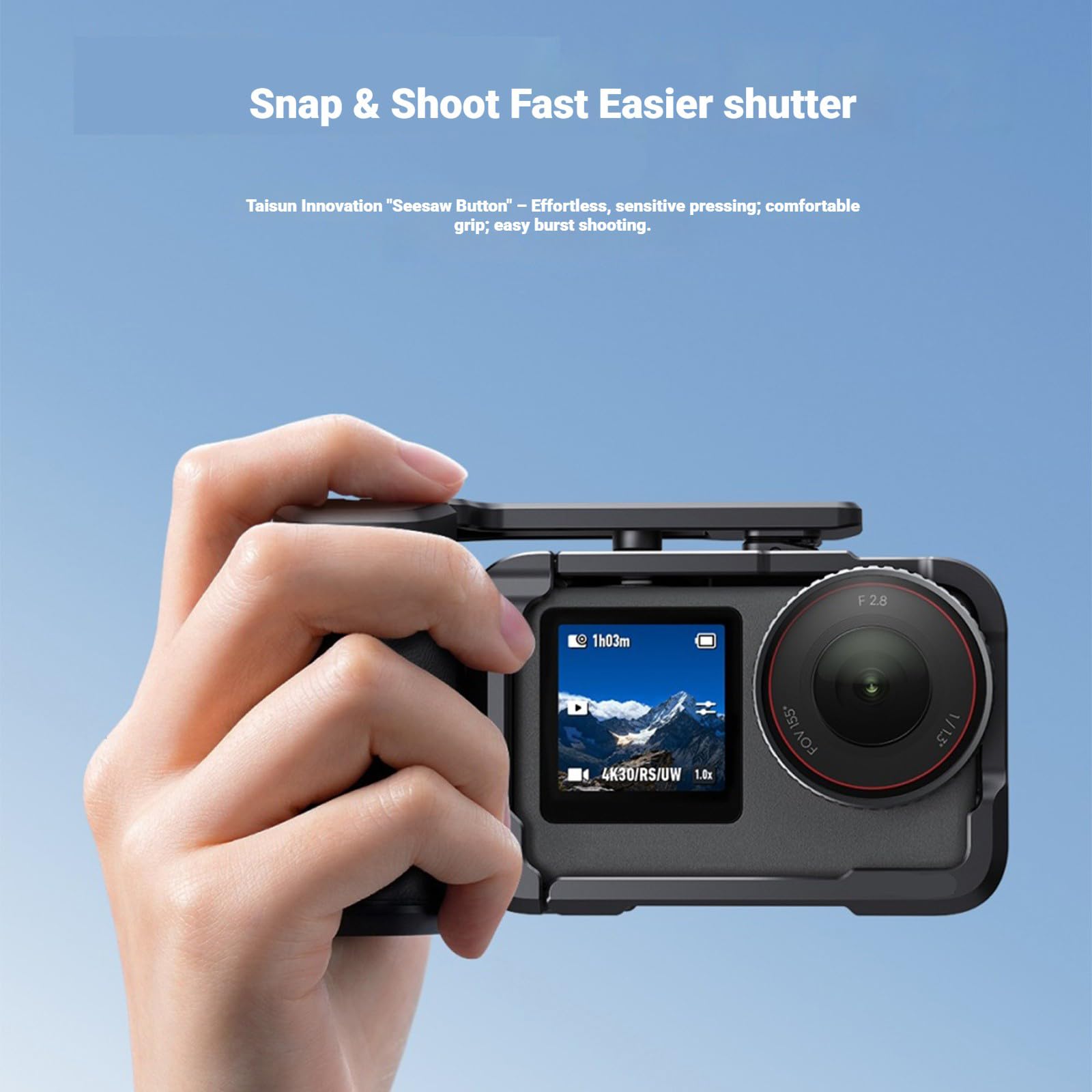 Set portatile con manico ergonomico e gabbia per fotocamera Action 6 Camera da 1/4 foro convertibile in treppiede in miniatura per una presa flessibile da strada