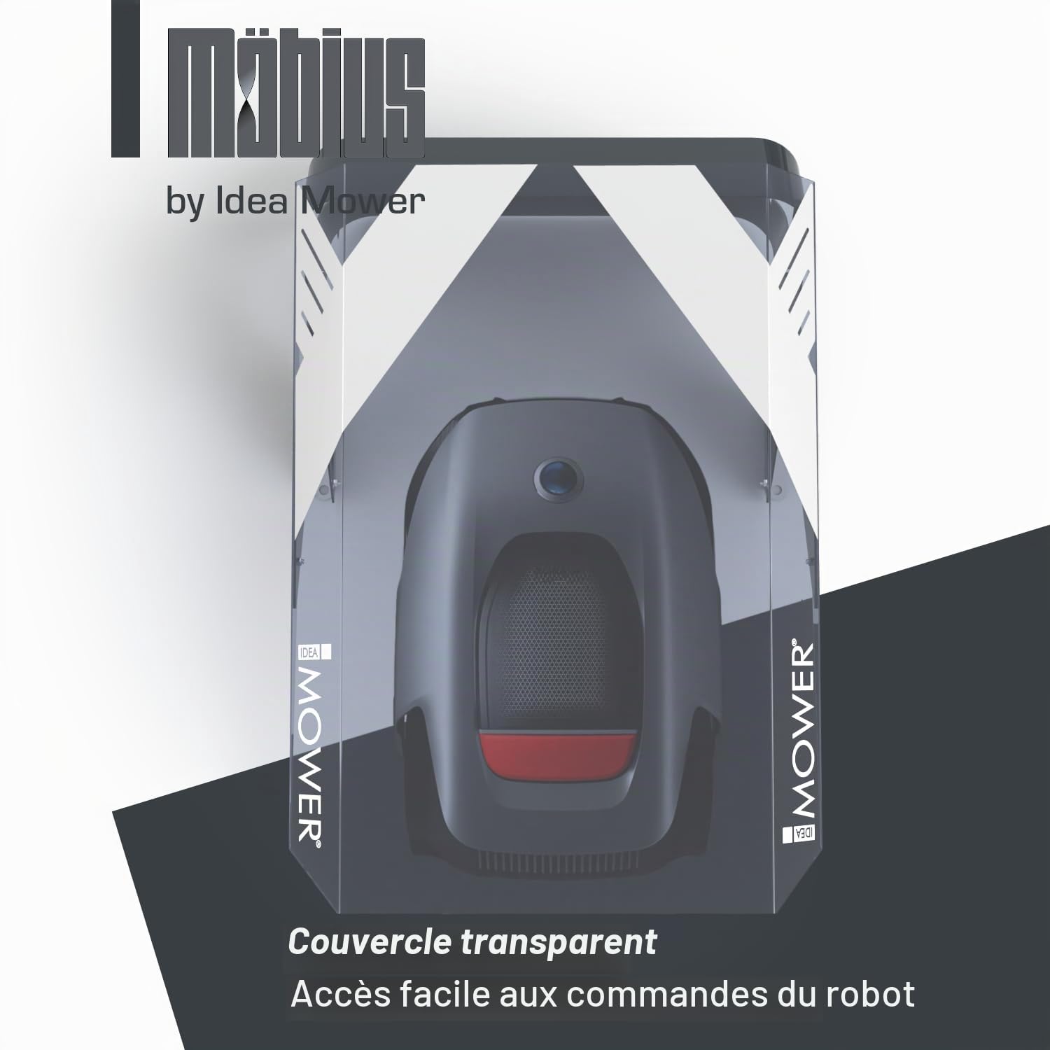 Garage pour tondeuse à gazon Mobius compatible avec Dreame A1 Protection - Toit transparent pour un contrôle visuel et une utilisation facile du clavier du robot