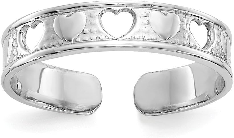 Jewels By Lux 14k White Gold Polished w/Hearts Toe Ring