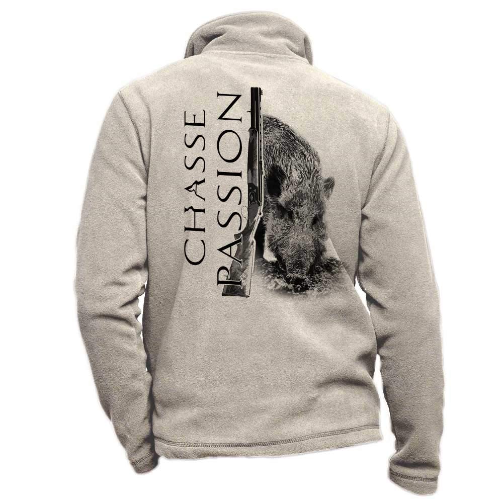 Veste Polaire avec Un Sanglier, Chasse Passion - vêtement de Chasse personnalisé avec Un gibier