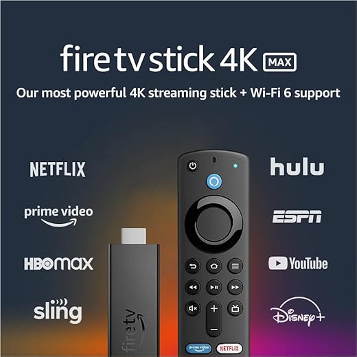 Amazon Fire TV Stick 4K Max streaming device, Wi-Fi 6, Alexa Voice Remote (includes TV controls)