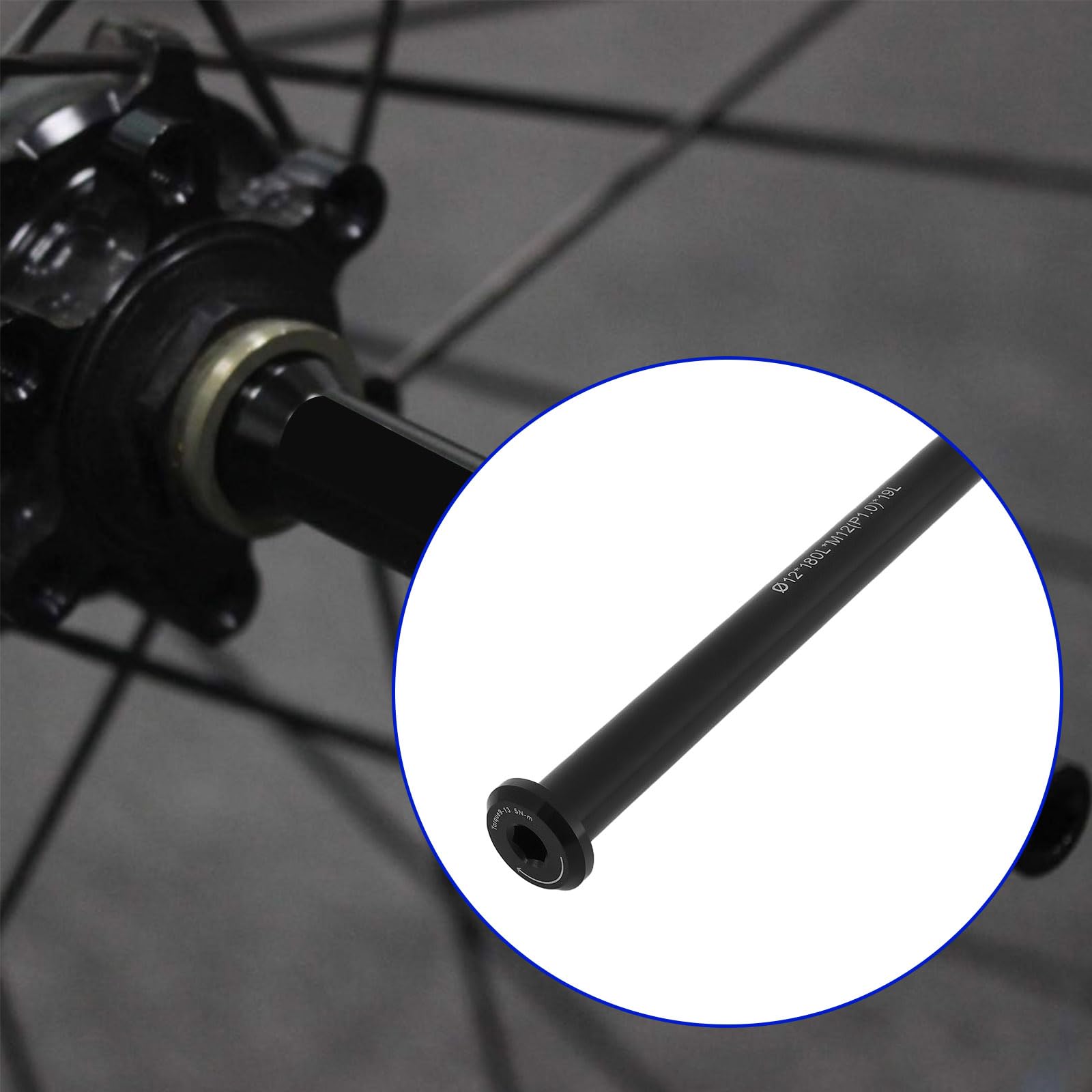 1 asse passante per bicicletta, 12 x 180 L x M12 (P1,0 x 19), compatibile con Vitus in lega di alluminio a sgancio rapido, accessorio per bicicletta