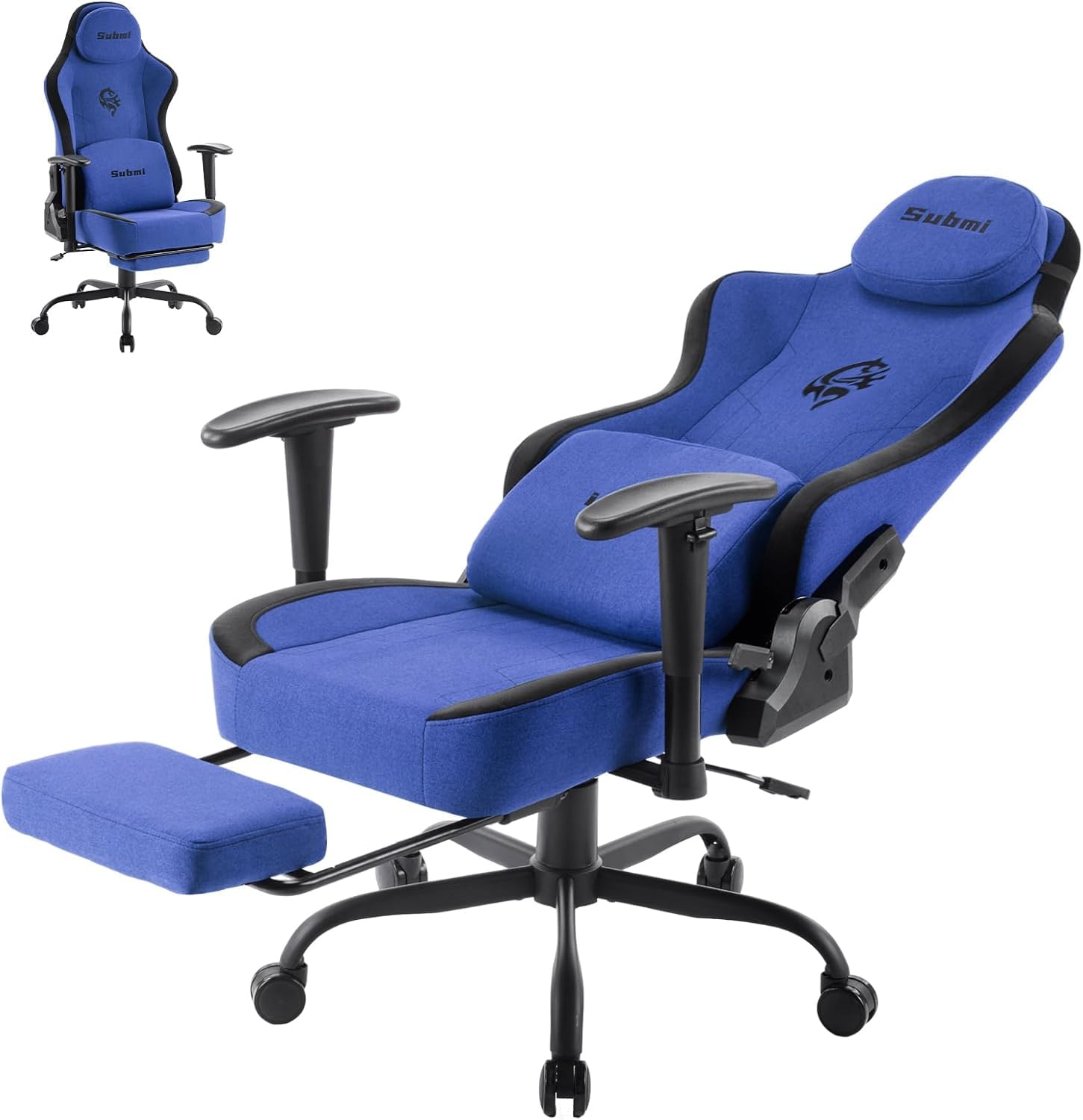 Cadeira Gaming, Silla Gaming Ergonomóica con Soporte Lumbar, Sillas Gamer de Tela Transpirable, Silla Gamer Adulto, Silla Ordenador Oficina Acolchada, Adolescente, Regalo, 150Kg, (Azul)​​ Global Recycled Standard Global Recycled Standard Global Recycled Standard