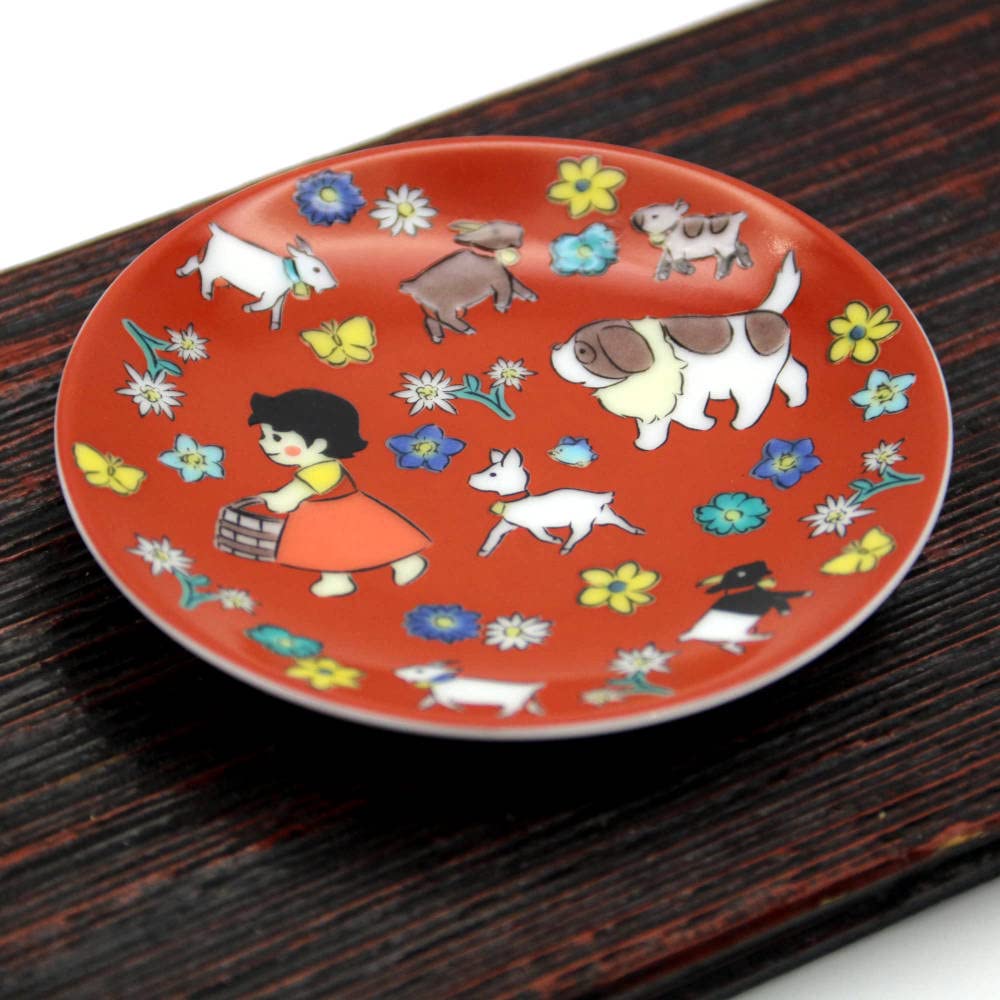 新品　九谷焼　青郊窯　アルプスの少女ハイジ　豆皿　Ａ 九谷焼 青郊窯豆皿 アルプスの少女ハイジ 全員集合HID-01 : 北山