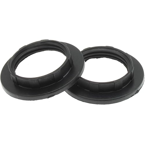 FDXGYH Lamp Shade Collar Rings 2pcs E12 Light Socket Ring Retainer Rings and Replacement Adapter(Black)