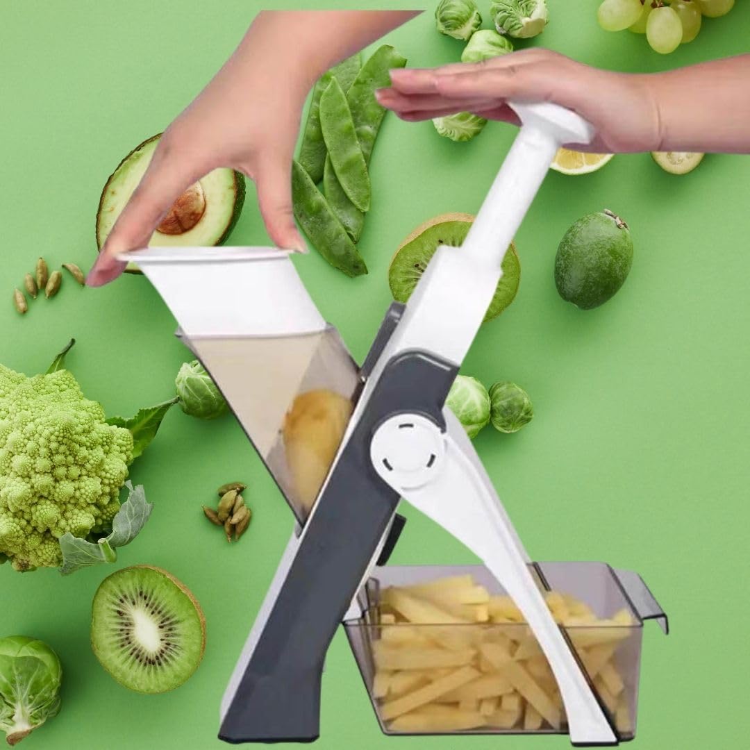Picadora de verduras, Picadora de verduras, cortadora patatas ajustable, cubos, cebolla, fritas, alimentos