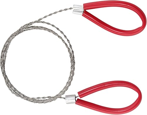 Miniatura 3 de 2 piezas de sierra de cable de PVC de acero inoxidable para senderismo, camping, caza, rojo y negro, 23.62 pulgadas