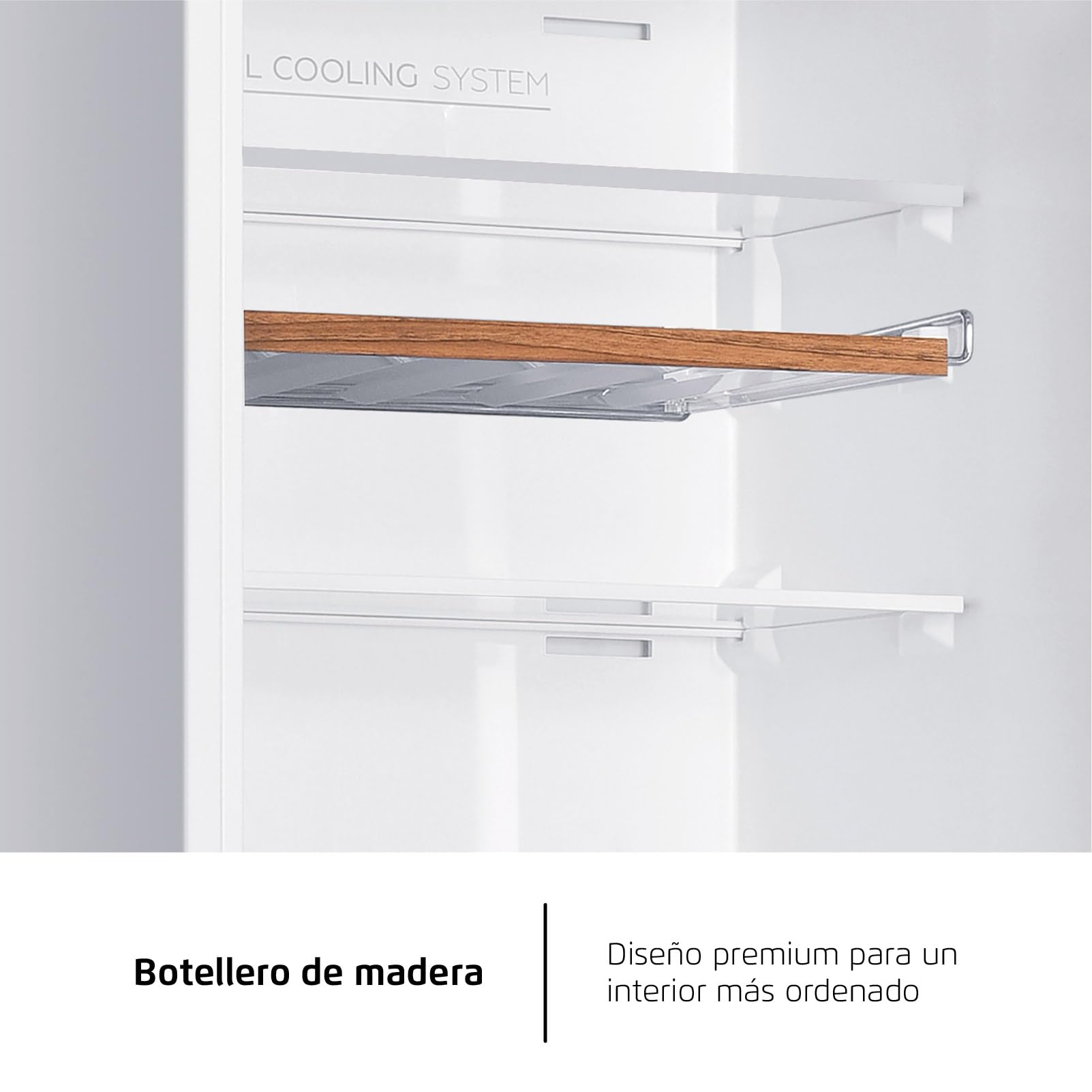 Corberó - Frigorífico Combi | CCH1756NFINT | 253 Litros | 179 cm | No Frost | Display Interior, Fresh Box | Cajón Crisper | Botellero de Madera | Modo Vacaciones | Blanco