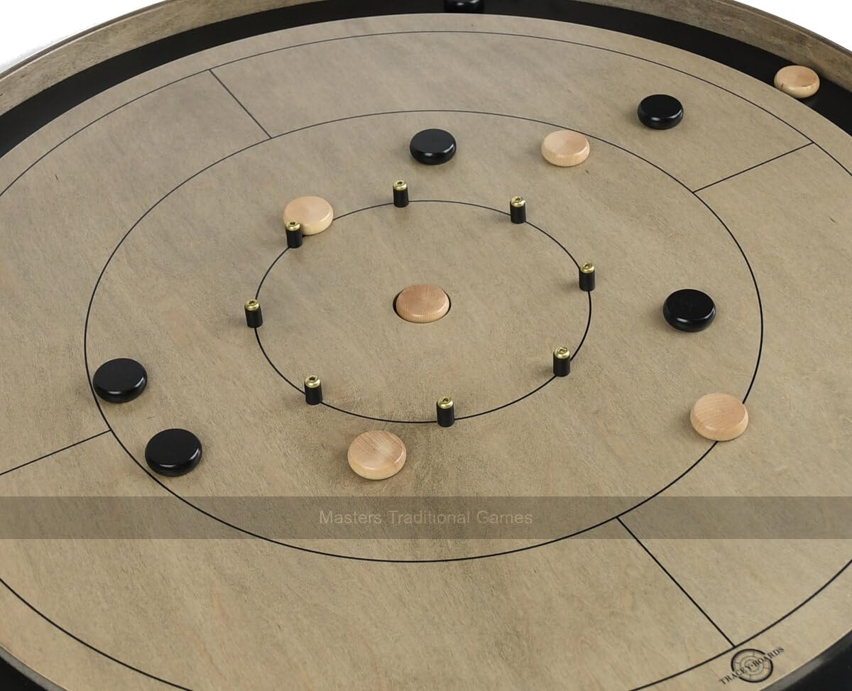 Tracey 'Grey Rock' Crokinole Board - Tournament Board - Dark Grey Ditch and Hole - 26 Disks - Handmade in Canada