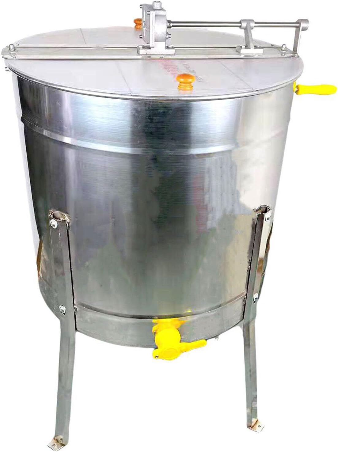 Manual Honey Extractor 6 Frames, Stainless Steel Honey Centrifuge Extractor, with Transparent Lid and Stainless Steel Bracket, for Apiaries and Family Use,6 Frame