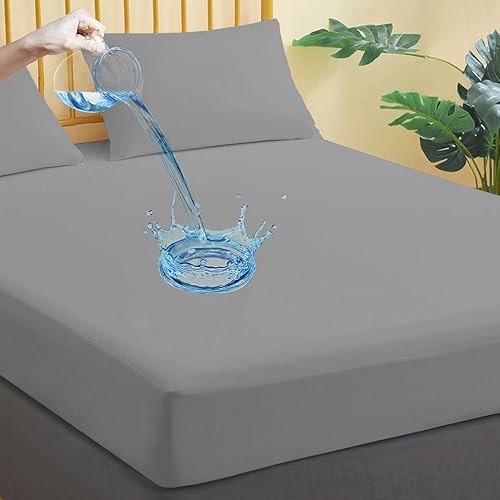 Miniatura 11 de Protector de colchón impermeable tamaño Queen, paquete de 2 fundas de colchón transpirables, funda de colchón de bolsillo profundo ajustable que se
