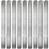 ZEONHAK 30 Pack 12 Inches Stainless Steel Rulers, Straight Edge Ruler, Precision Metal Ruler Laser Engraved Imperial/Metric Scales & Individual Sleeves for Office, Woodworking, Engineering