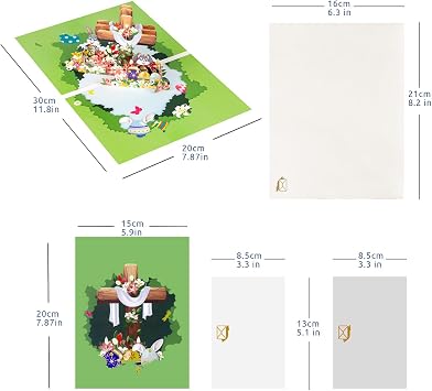 Happy Easter Cards Pop Up, Pop Up Easter Card, Religious Easter Cards, for Kids Family Friends, Includes Envelope.