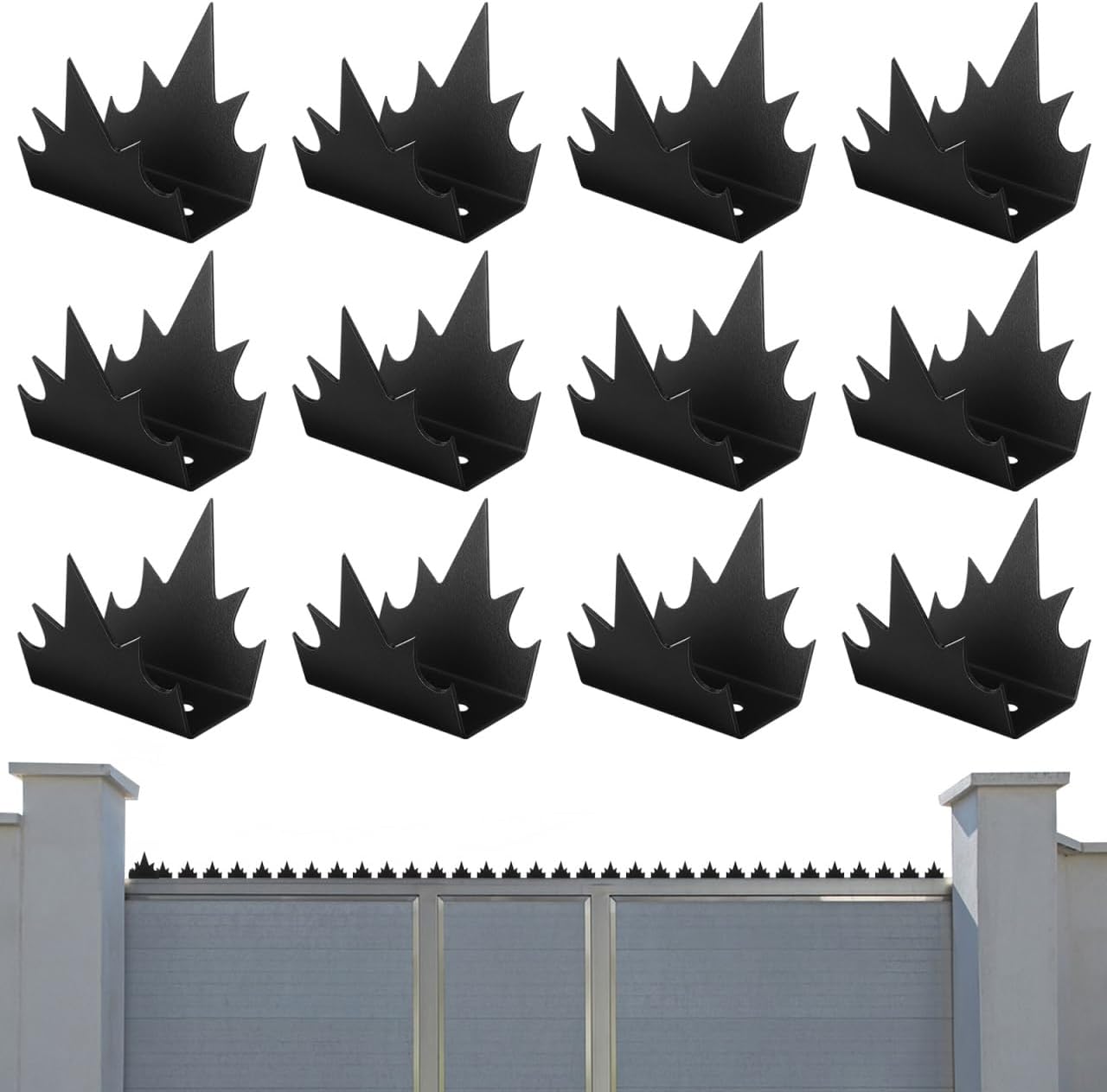 Toyvian Anti Climb Fence Spikes 12 Pack Metal Wall Fence Spikes with Screws and Expansion Screws Garden Spikes for Walls Gates and Yard Security