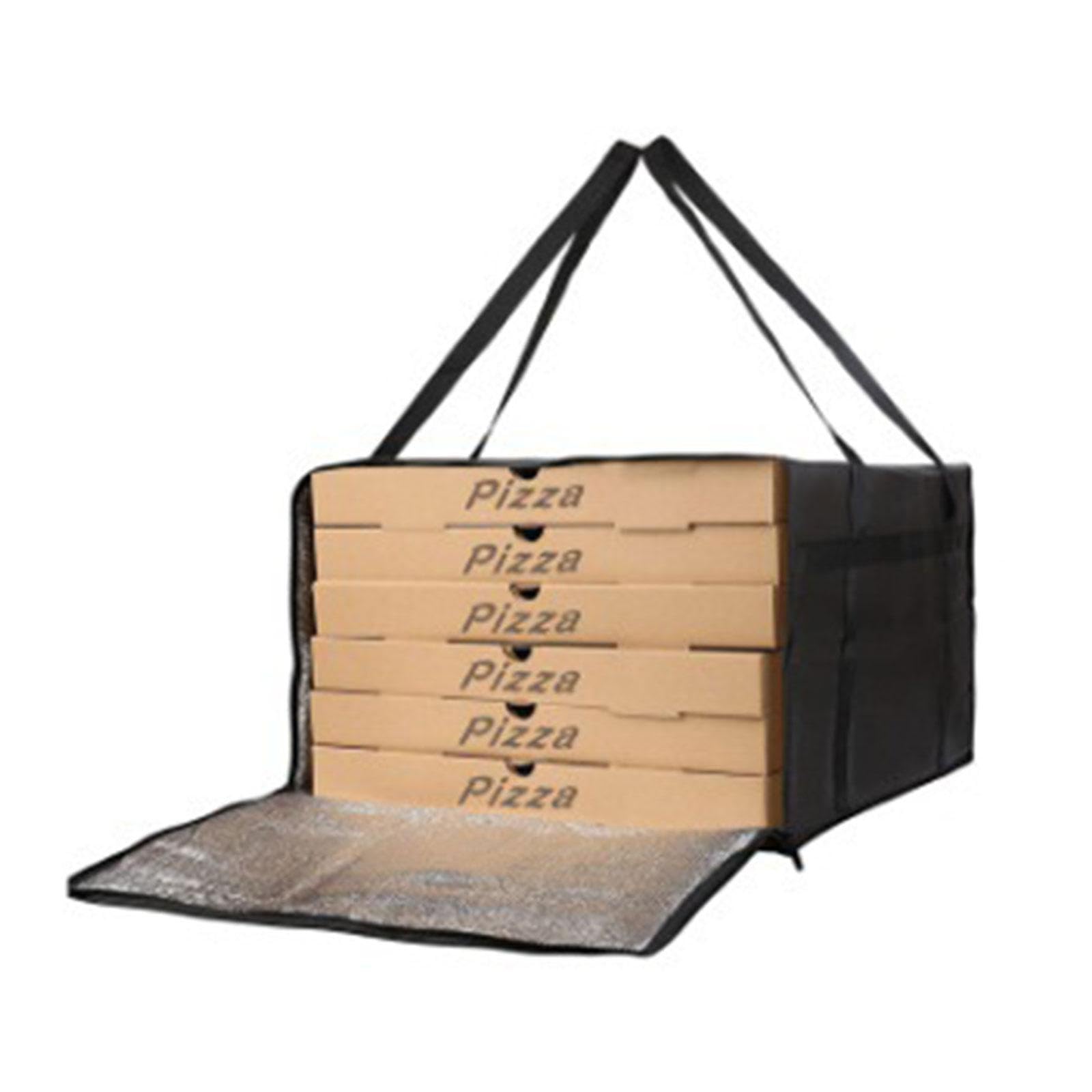 Pizza Liefertasche Isolierte Wärmebeutel Transporttasche Doppelreißverschluss Aluminiumfolie Faltbar für Familie Gastronomie Picknick Outdoor Festver, 50x50x35.5 Cm