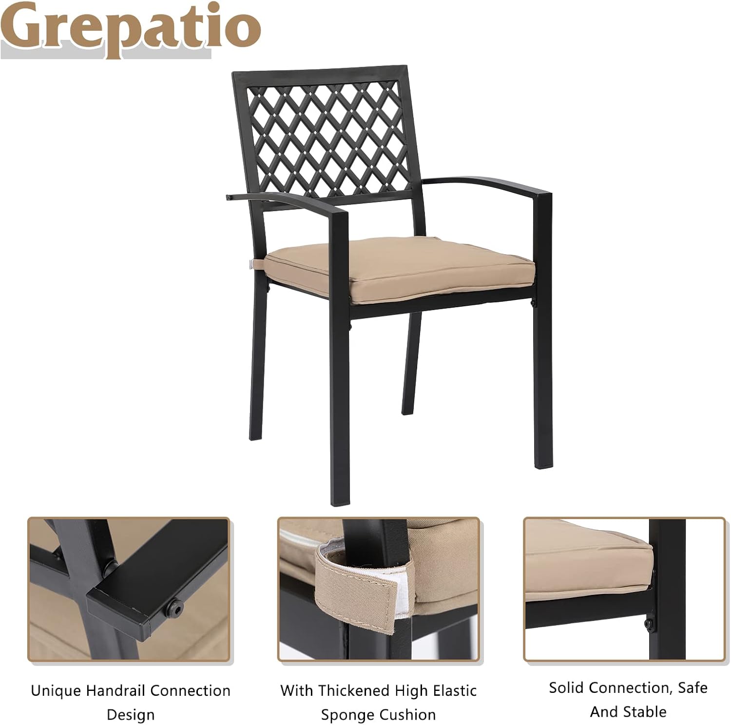 Grepatio 7-Piece Patio Dining Set - Outdoor Cast Iron Table and 2Pcs Swivel Chairs 4Pcs Stackable Chairs with 2" Umbrella Hole and Cushions for Porch, Poolside, Balcony : Patio, Lawn & Garden