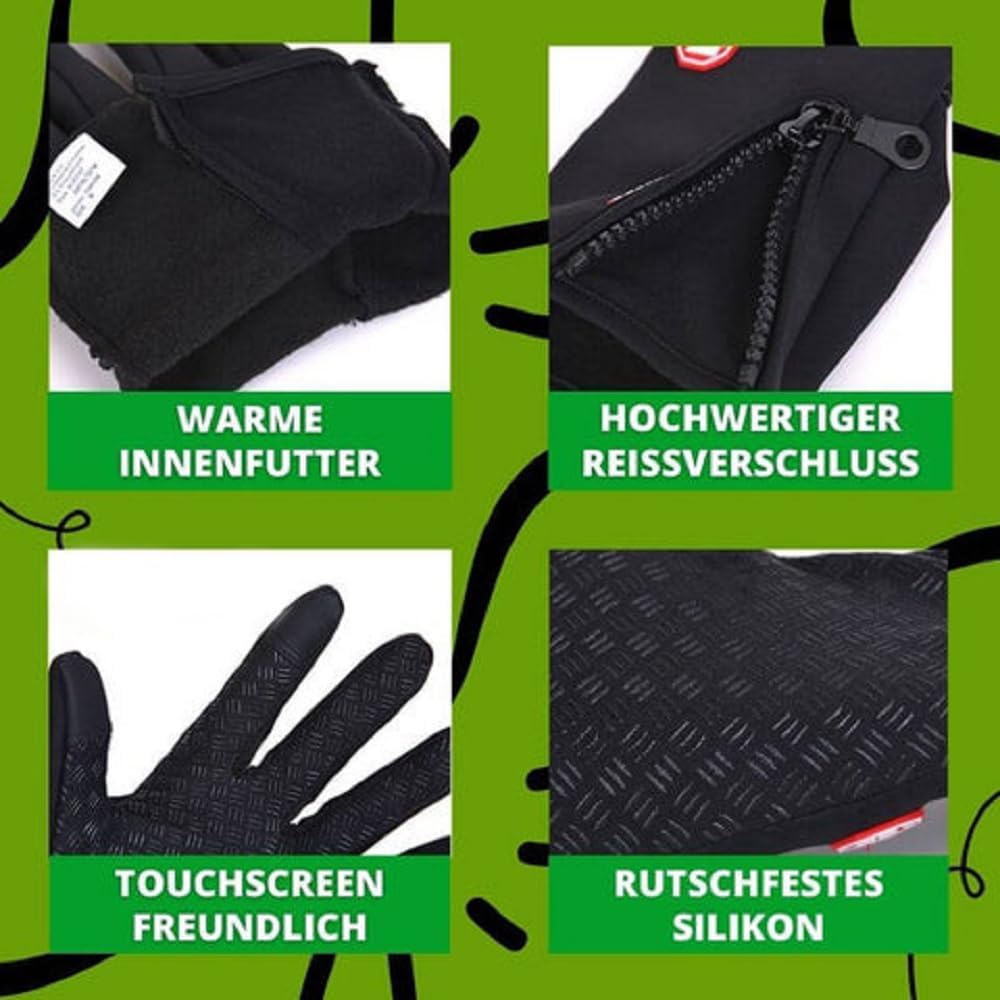 FUFRE Freezer Thermo Handschuhe, Thermohandschuhe Winter Herren Mit Wasserabweisender Beschichtung Und Touchscreen-Funktion, Ideal Für Outdoor-Arbeiten, Laufen Und Radfahren Fashion