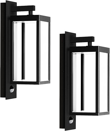 Miniatura 11 de Lámpara de pared para exteriores, con sensor de movimiento, luz de porche para casa, lámpara LED moderna de 15 pulgadas, color negro, linterna
