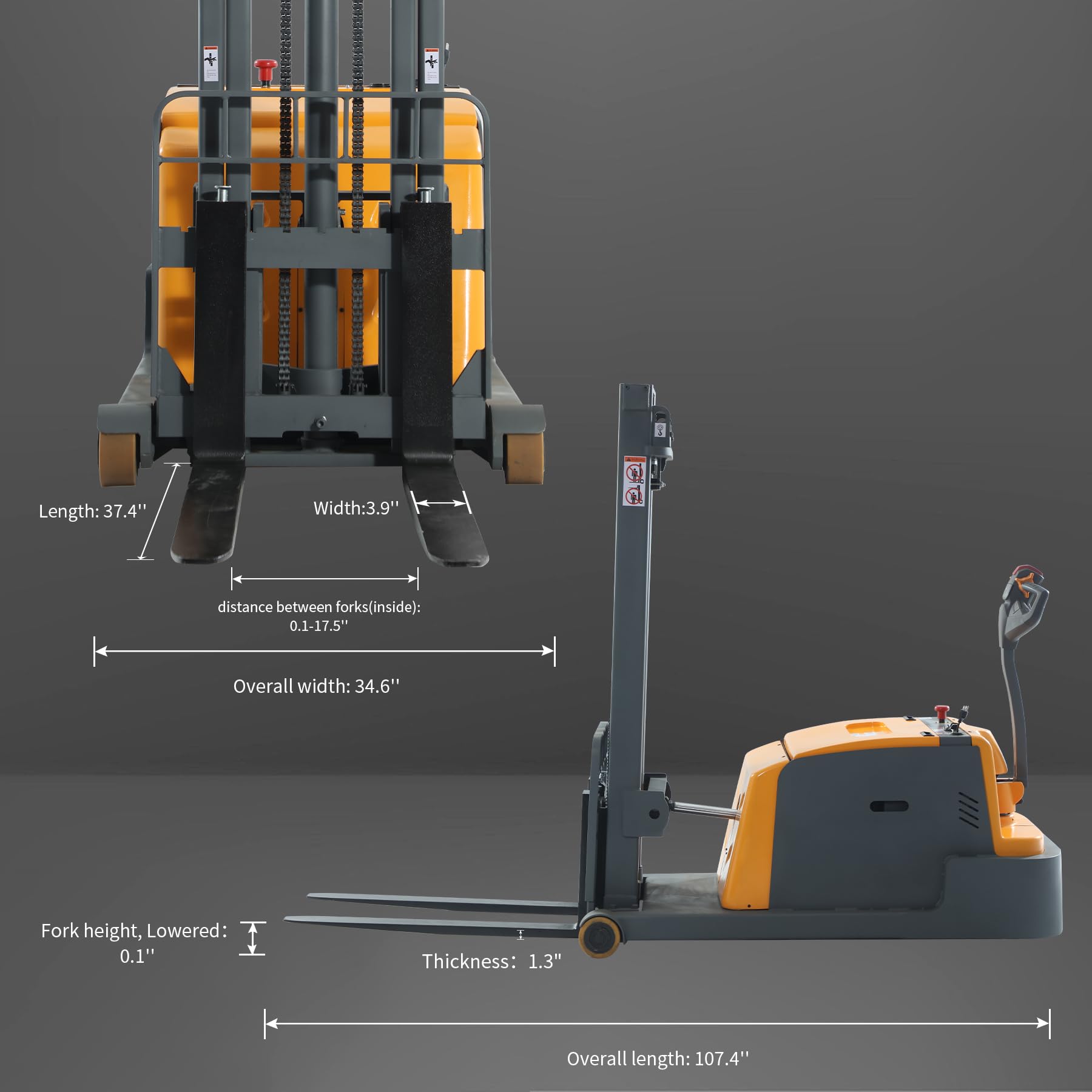 Aequanta Full Electric Counterbalanced Stacker 3300lbs Capacity, 118