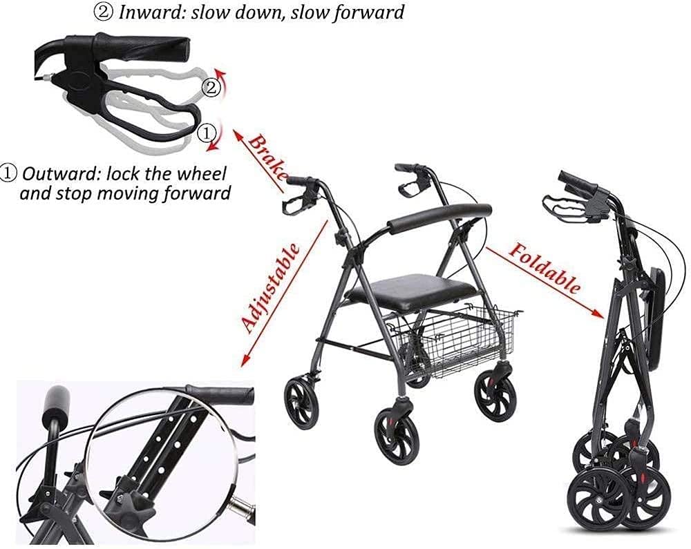 Elderly Walker Aluminiowy czterokołowy chodzik do chodzenia i kosz na zakupy Comfortable anniversary