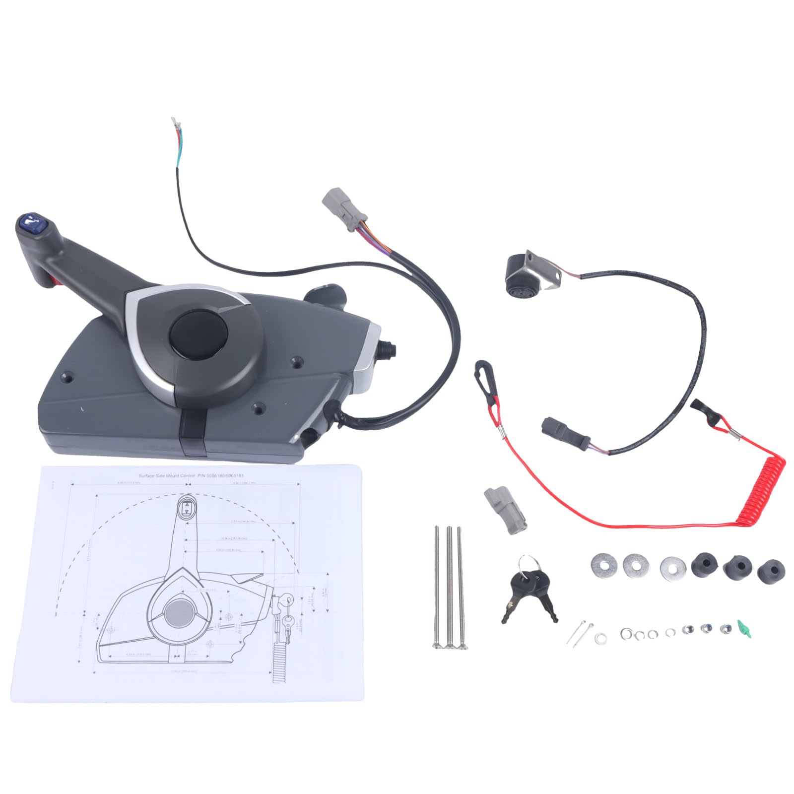 Kessocco Boat Throttle Control 5006180 Side-Mounted Outboard Remote Control Box Marine Remote Control Box Replacement for Evinrude Johnson OMC BPR Outboard Engine Side Mounted Push to Open