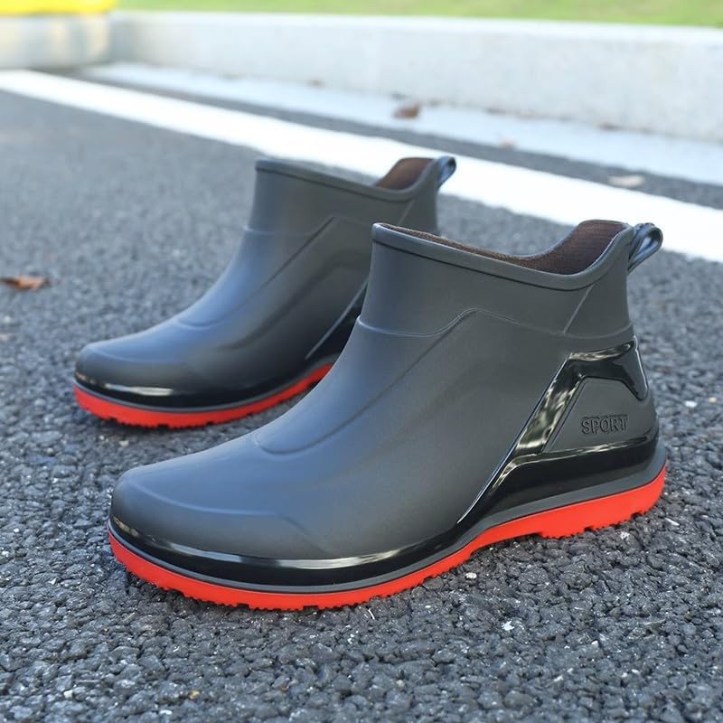 Men Rain Boots Waterproof Ankle Boots Outdoor Garden Shoes for Kitchen & Outdoor, Rain Shoes