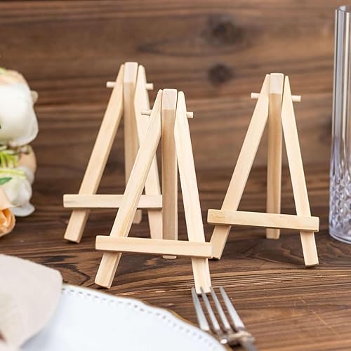 Miniatura 2 de Efavormart - Paquete de 10 soportes de caballete de madera natural de 5 pulgadas para colocar tarjetas de mesa
