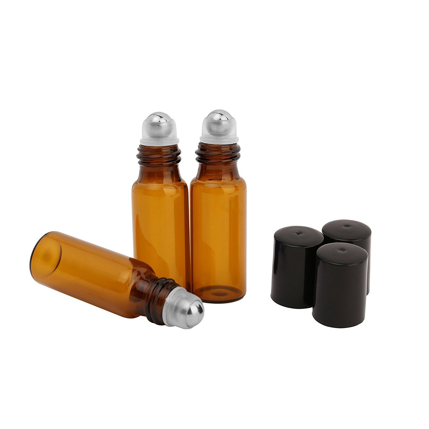 JamHooDirect 8, 10 ml e 2 bottiglie di vetro, 5 ml roller su rullo in acciaio INOX con olio essenziale – ricaricabile roller bottiglie con coperchio Opener Pry Tool & 1 trasferimento pipetta