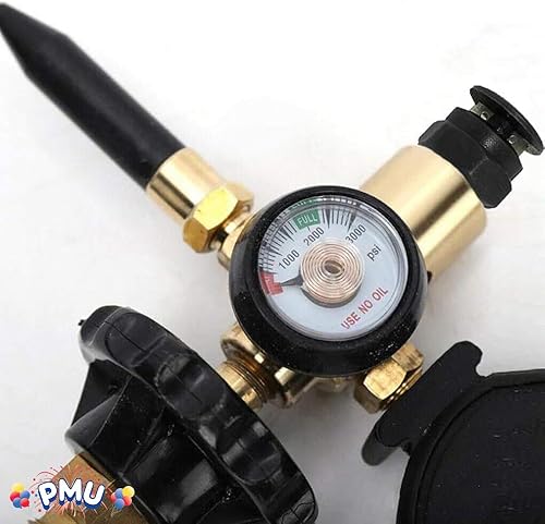 Miniatura 2 de PMU Party Magic USA - Válvula reguladora de tanque de helio para globos con medidor y cinta fácil - cortador de cuerdas, paquete de 1