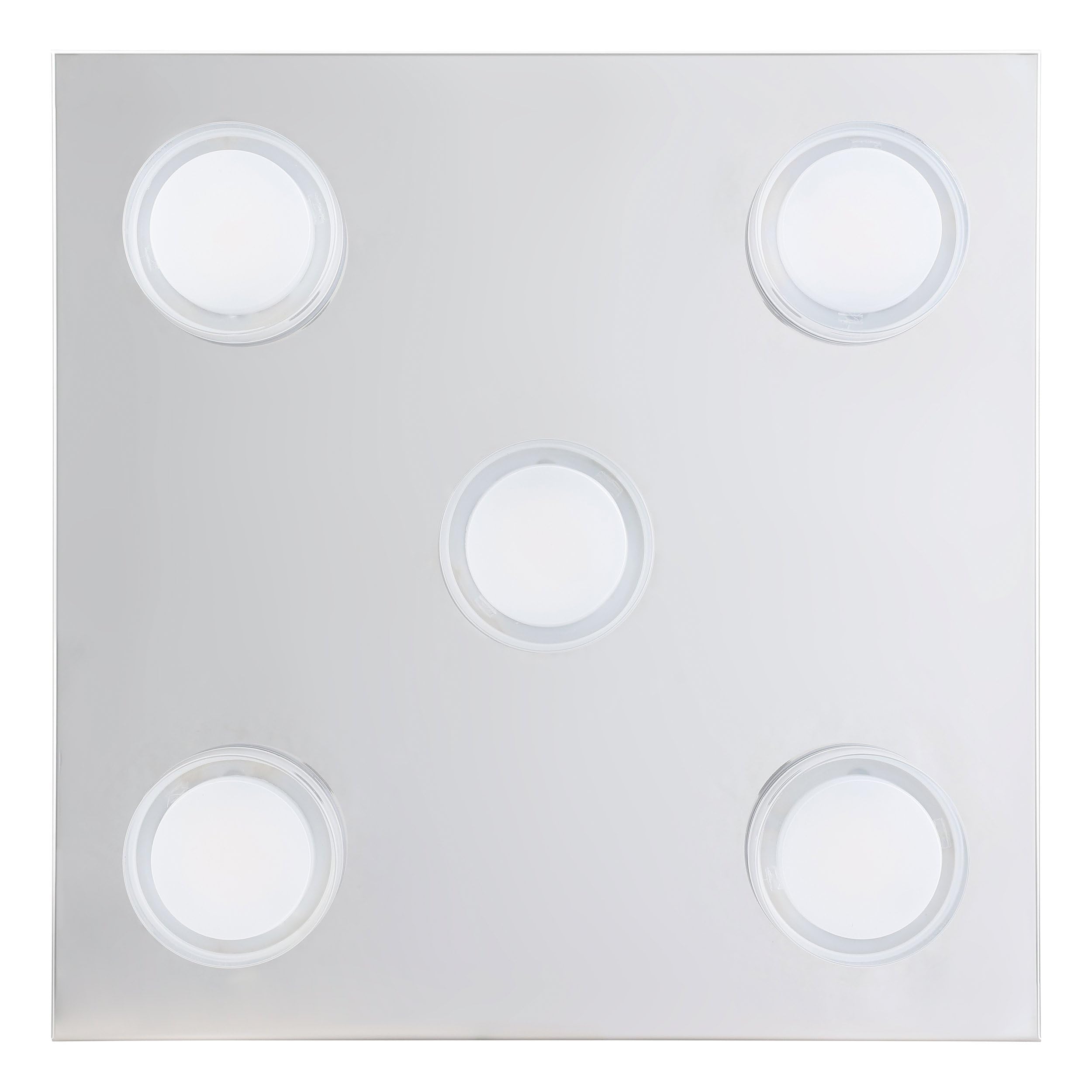 EGLO LED Deckenlampe Romendo 1, 5 flammige Deckenleuchte Bad dimmbar, Badezimmer Lampe aus Metall in Chrom, Kunststoff, LED Feuchtraumleuchte warmweiß, IP44, L x B 32 cm