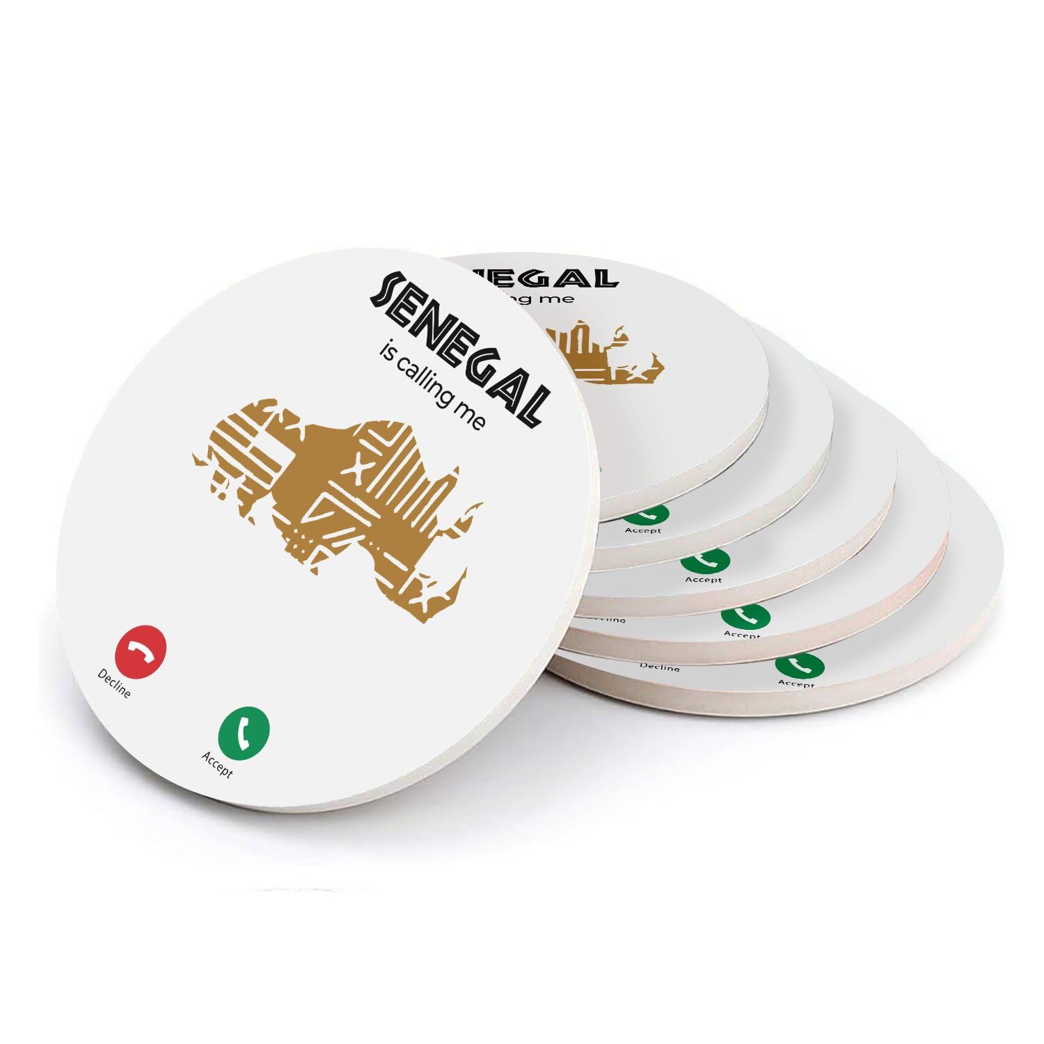 Sous-verres céramique haut de gamme motif rhinocéros safari, finition premium 108 mm