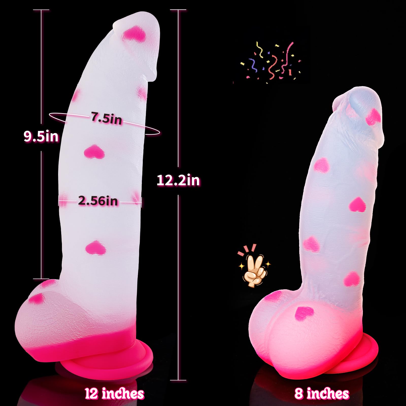 8" Big Thick Girthy Monster Fantasy Dildo - Pink Clear Liquid Silicone Dildos, Strap on Dildo with Suction Cup, Wide Large Riding Dildos for G Spot Anal, Adult Sex Toys & Games for Women Men Couples: 12 inches