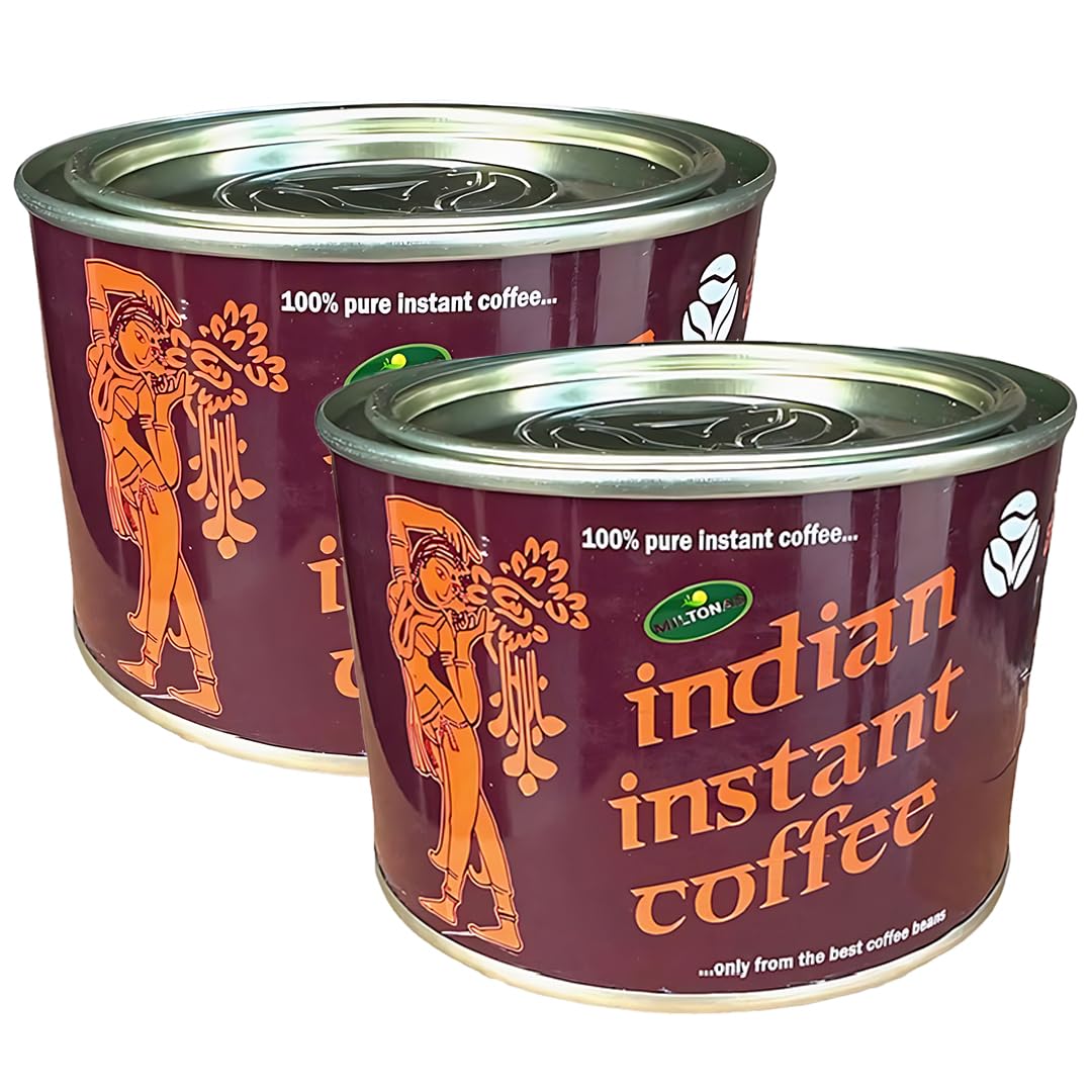 Miltonas Indian Organic Instant Coffee - Medium Roast Coffee Made From Robusta & Arabica Coffee Beans - Freeze Dried Instant Coffee For Office, Home -