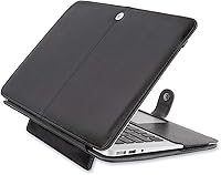 Vista 2 de Mosiso Funda para Laptop estilo libro de cuero sintético para MacBook Air de 13 pulgadas, Negro
