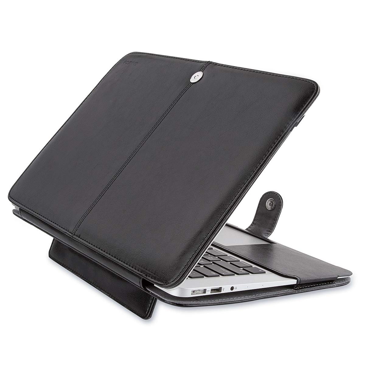 MOSISO Compatible with MacBook Air 13 inch Case A1369 A1466 Older Version  2010-2017 Release, PU Leather Case Portfolio Protective Stand Cover Sleeve, 