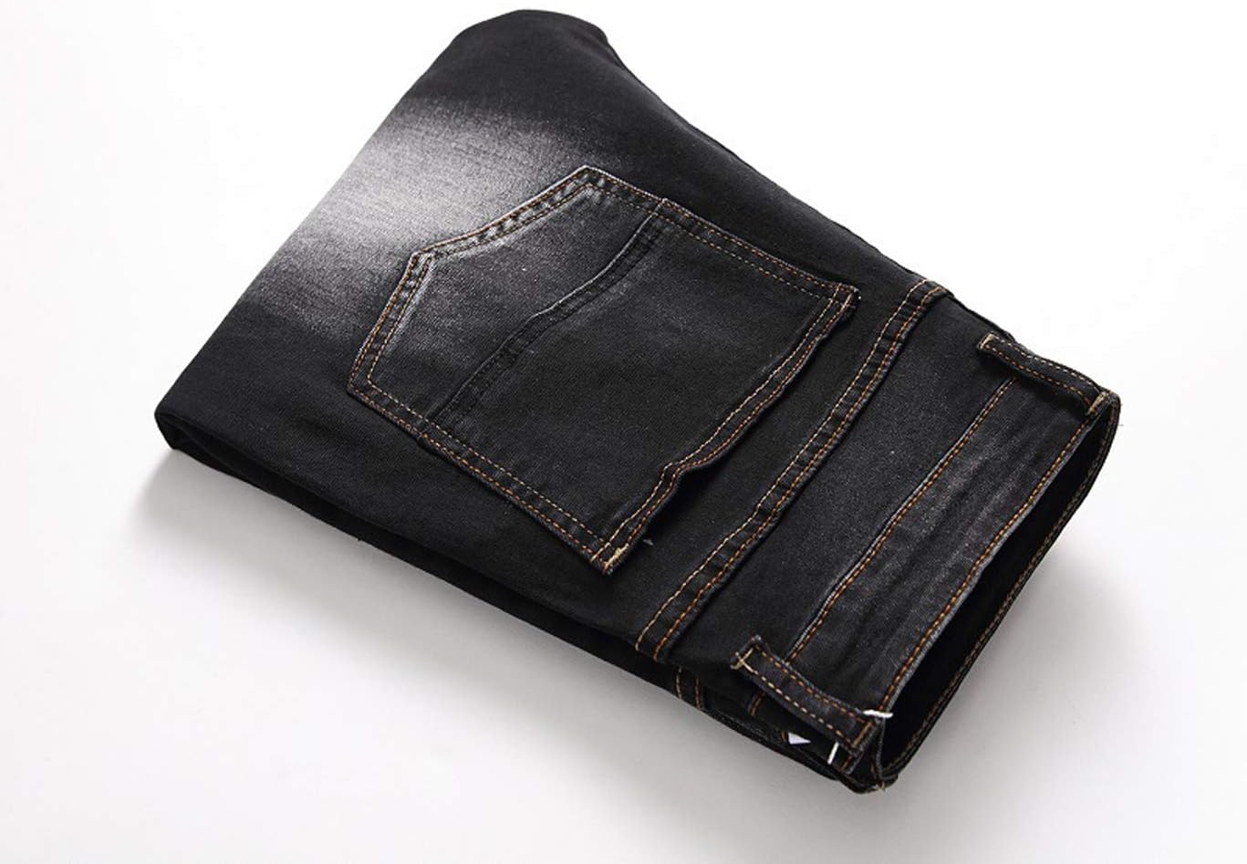 Chowsir Men Stylish Mid Waist Stretch Wash Jeans Straight Denim Pants Straight Fit