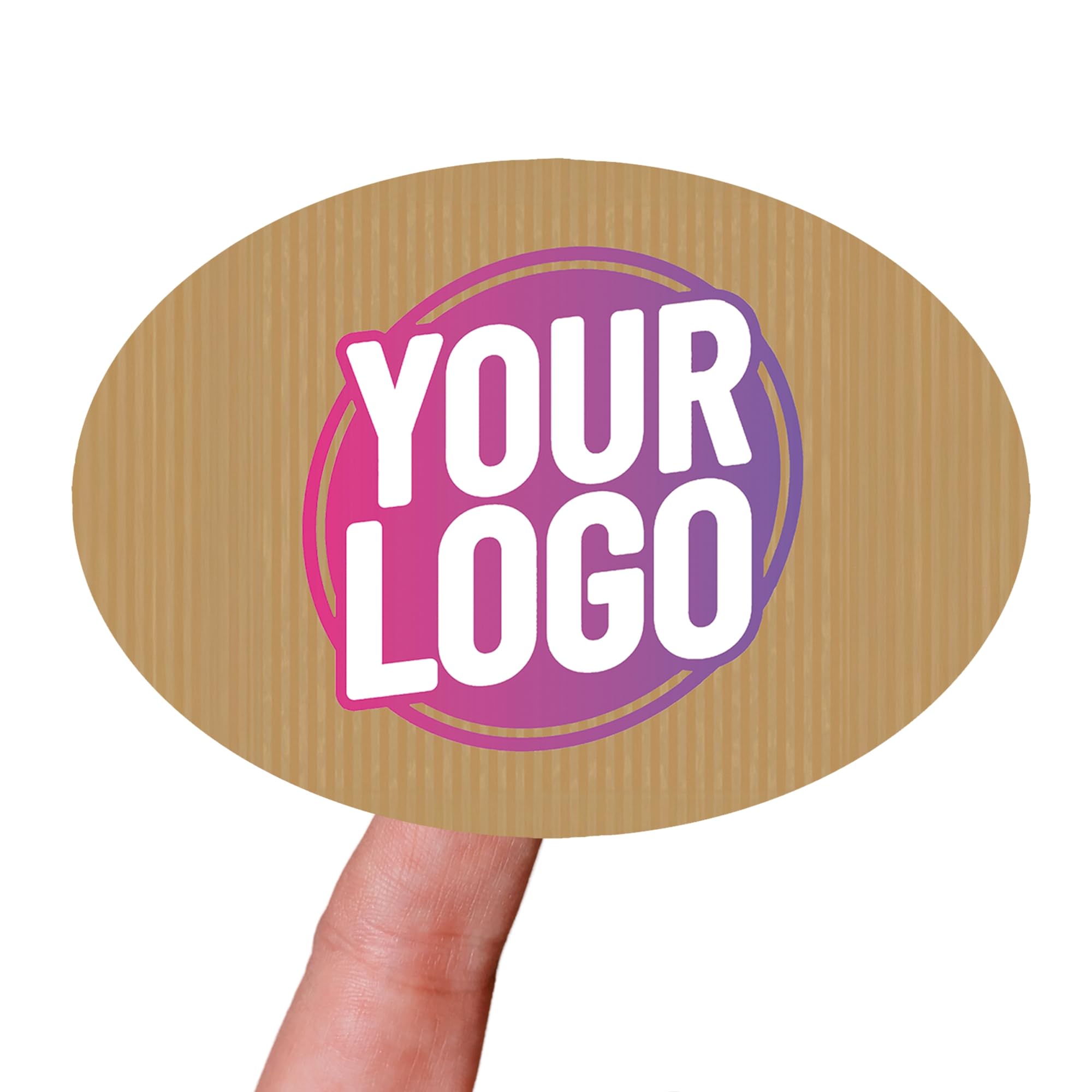 Personalised 134mm x 95mm Kraft Oval Stickers -Large Custom Logo Labels - Label - Company Branding Sticker - Packaging - Thank You Seals (Kraft (Brown), 12 Labels (3 Sheets))